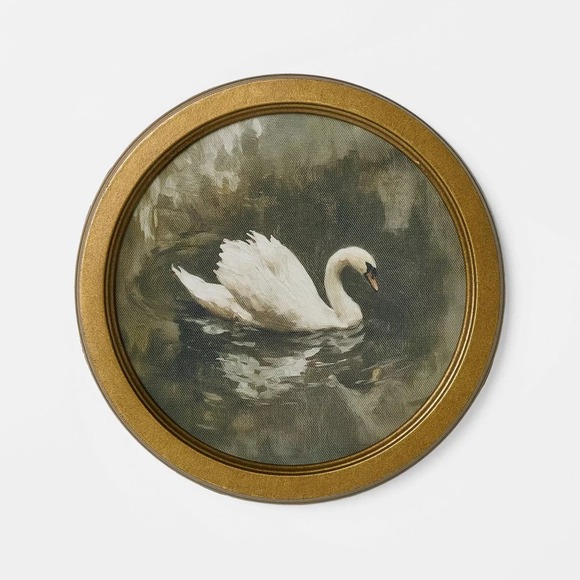 Studio McGee Other - 10" White Bird Round Framed Wall Art Swan - Threshold Studio McGee, Target